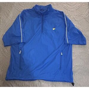 Masters Tech Augusta Golf Pullover 1/4 Zip Windbreaker Short Sleeve Blue L/G